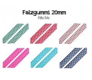 Falzgummi Breite 20mm Punkte Polka Dots
